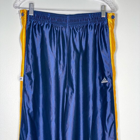 Vintage Adidas Snap Tear Away Pants Blue Yellow Athletic Track Basketball 2001 - Picture 2 of 11